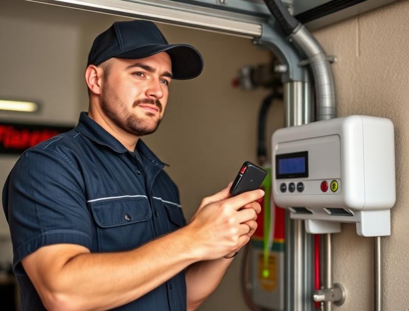 Preston Garage Doors certified technician programming garage door remote and keypad